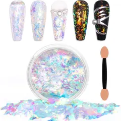 Colorful Moonlight Chameleon Flakes Nail Glitter Irregular Opal Nail Foil Flakes Chunky Confetti Color