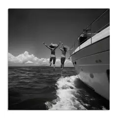 Stupell Industries Jumping Into Ocean Canvas Wall Art Design by LSR Design Studio