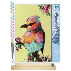 Figured'Art Paint by Numbers Kit for Adults Little Bird 16"x20" - Craft Art Painting Rolled Canvas with DIY wooden frame