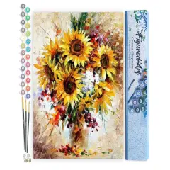 Figured'Art Paint by Numbers for Adults Pretty Sunflowers 16"x20" - Craft Art Painting DIY Kit Rolled Canvas without frame