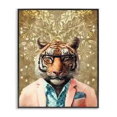 Stupell Industries Stylish Tiger Gold Wall Framed Giclee Wall Art Design by Svetlana Aleynikova