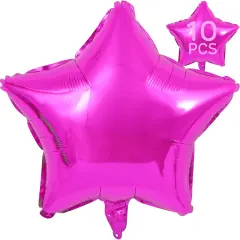10 Pcs Hot Pink Star Shaped Mylar Helium Foil Metallic Balloon(Hot Pink Star Balloons)