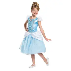 Kids Classic Disney Cinderella Costume, Satin Bodice Sheer Puff Sleeves Multilayered Skirt