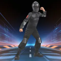 Boys Snake Eyes Ninja Costume Small Black Jumpsuit with Mask and Hood