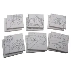 Paint-Your-Own Designer Canvas Set II, 2 each of 6 Pre-Printed Designs Black and White