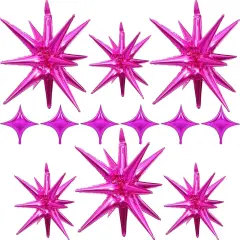 One-Piece, 27/22 Inch Foil Star Explosion Balloons(Hot Pink)