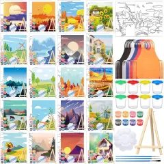 140 Pcs 20 Set Pre Drawn Canvas Painting Kit (Sceneries)