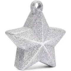 Glitter Star Balloon Weights, Silver Party Decorations, 5.2 oz (3.5(L)&ldquo;X1.75"(W) X 4"(H) inch, 6 Pack)