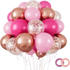 100 Pcs 12 Inches Pink Balloon (Hot Pink Rose Gold)