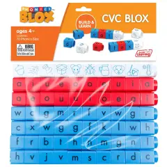 Junior Learning: Rainbow Phonics - CVC Blox Set - 70 Color-Coded Blocks, Children's Build & Learn Set, Consonants, Turnable Short Vowels, Picture Blox