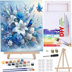 Blue Flower Paint by Numbers Kits - 8Wx12L inch