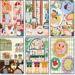 6 Pack Coffee Paint by Numbers Kit - 10&rdquo; W x 14&rdquo;L