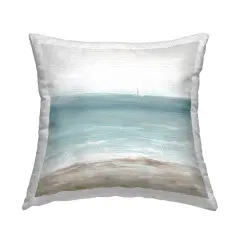 Distant White Sailboat Outdoor Printed Pillow Design by Nan, 18 x 7 x 18