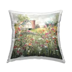 Scenic Farm in Bloom Decorative Printed Throw Pillow Design by Carol Robinson, 18 x 7 x 18