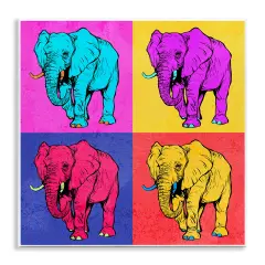 Stupell Industries Bold Pop Elephants Wall Plaque Art Design by Ziwei Li