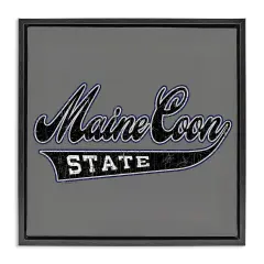 Stupell Industries Varsity Maine Coon State Framed Floater Canvas Wall Art Design by Spirit Animals/Life Is High