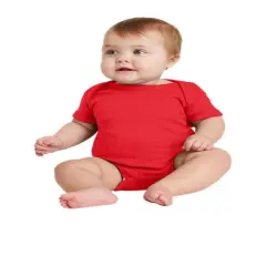 Rabbit Skins&reg; Infant Baby Rib Bodysuit Short Sleeve Red