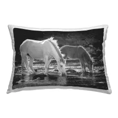 Horse & Foal on Shore Design by JG Studios Outdoor Printed Pillow 