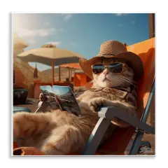 Stupell Industries Relaxing Cat Lounge Chair Wall Plaque Art Design by RB