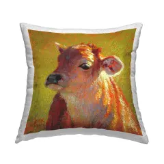 Impressionist Sunlit Cow Design by Rita Kirkman Outdoor Printed Pillow 
