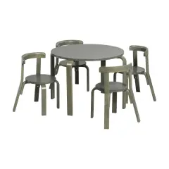 Bentwood Table and Curved Back Chair Set, 5-Piece Grey Wash