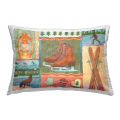 Winter Cabin Collage Design by Andrea Tachiera Outdoor Printed Pillow 