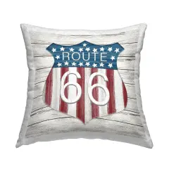 Rustic Route 66 Outdoor Printed Pillow Design by Natalie Carpentieri, 18 x 7 x 18