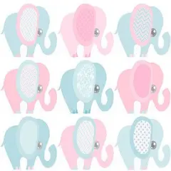 Gender Reveal Baby Shower Pink and Blue Elephants Designer Strips - Edible Cake Side Toppers (3 Strips)