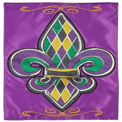 Fleur de Lis Mardi Gras Garden Flag 2 Sided Applique