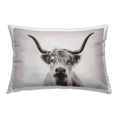 Intense Longhorn Portrait Design by Dakota Diener Outdoor Printed Pillow 