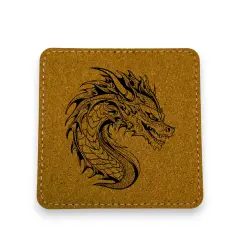 Coaster - Dragon - SET OF 2 - Leather or Stitched Cork Stitched Cork/Black