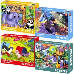 4x60 Set Puzzles for Kids | Animals, Dogs, Zoo