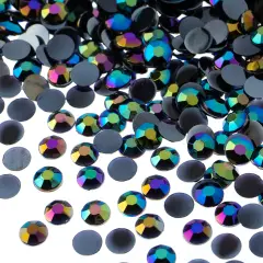 John Bead 6mm (SS28) Round Acrylic Flat Back Rhinestones, 1000pcs Black AB