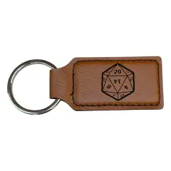 Keychain - Rectangle - D20 - Leather Rawhide/Black