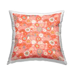 Fun Cottage Florals Pattern Design by Carrie Cantwell Throw Pillow 