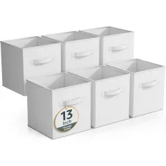 Sorbus 6 Pack 13 Inch Foldable Storage Cubes with Handles- for Organizing Home, Shelves, Nursery, Playroom, Closet and More White