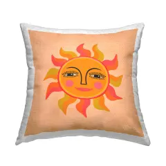 Retro Boho Sun Outdoor Printed Pillow Design by Carrie Cantwell, 18 x 7 x 18