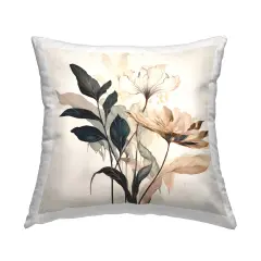 Leaf Sprig & Flower Decorative Printed Throw Pillow Design by Lazar Studio, 18 x 7 x 18