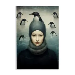 Stupell Industries Peeking Penguins & Woman Wall Plaque Art Design by Paula Belle Flores