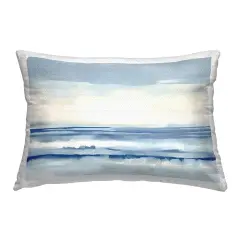 Abstract Layered Beach Waves Outdoor Printed Pillow Design by Irena Orlov, 14 x 7 x 20
