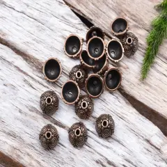 *100* 8mm Antique Copper Bead Caps