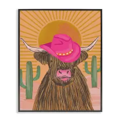 Stupell Industries Howdy Cowgirl Cattle Framed Giclee Wall Art Design by Lisa Perry Whitebutton