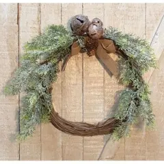 Vintage Country Cedar And Bell Wreath 17"