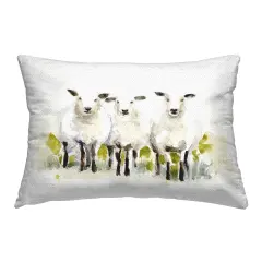Subtle Sheep Trio Design by Victoria Barnes Outdoor Printed Pillow 