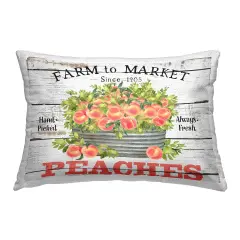 Farm To Market Peaches Outdoor Printed Pillow Design by Creatif Belle, 14 x 7 x 20