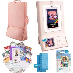 HP Sprocket Photobooth 3x4" Photo Printer Bundle w/Zink Paper, Case, Screen Protector & More Pink