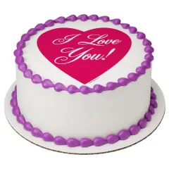 I Love You Valentine Valentines PhotoCake&reg; Edible Cake Topper Icing Image for 6 inch Round cake or larger