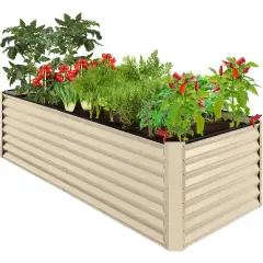 Best Choice Products 8x4x2ft Outdoor Metal Raised Garden Bed, Planter Box for Vegetables, Flowers, Herbs Beige