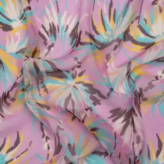 1 Yard Orchid Turquoise Yellow Dreamy Daisies Crinkled Silk Chiffon Sheer 54 inch Width