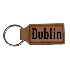 Keychain - Rectangle - Dublin - Leather Rawhide/Black